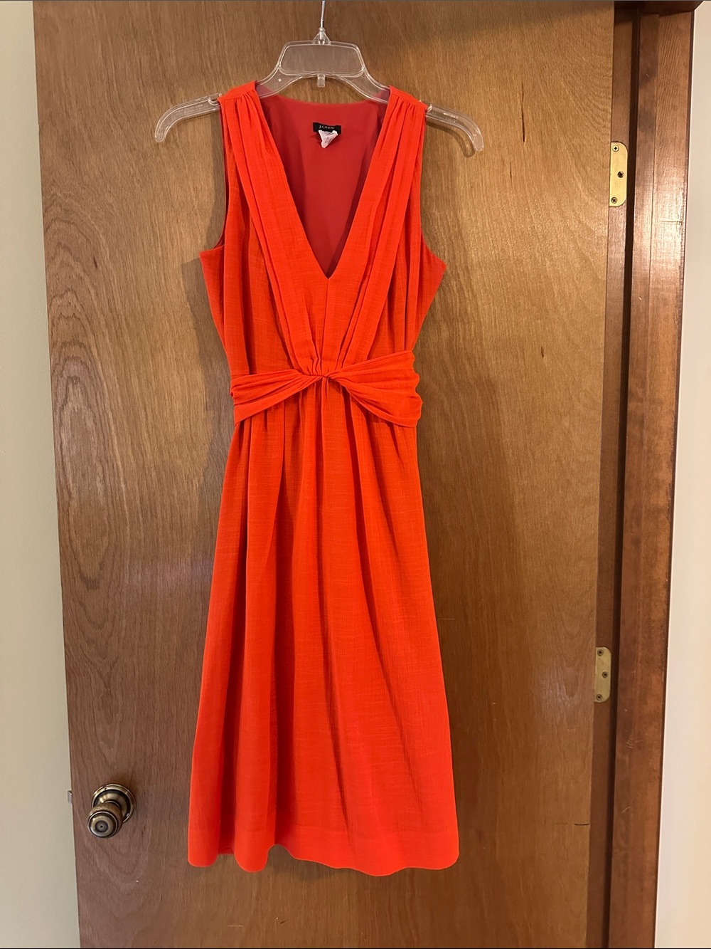 J. Crew Sleeveless Orange Knot-Front Dress